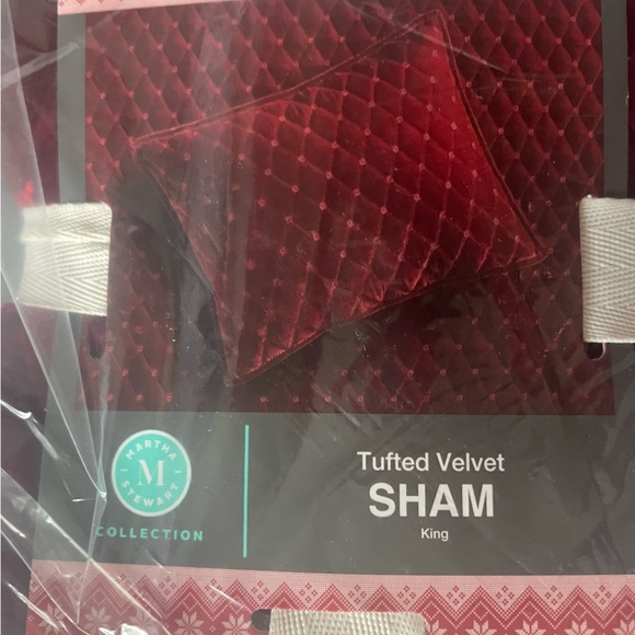 2 Brand NEW MARTHA STEWART RED TUFTED VELVET QUILT KING SHAM